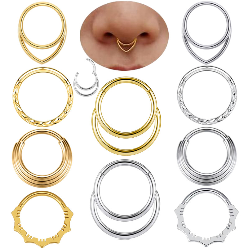 Body Jewelry Cartilage Earrings - Серьги-кольца в носу, металлическое кольцо в