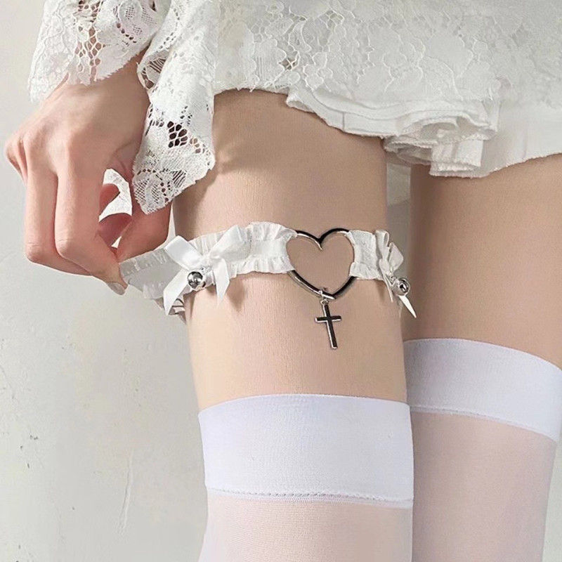 Body Jewelry Goth - Готический кружевной пояс для чулок, подвязки