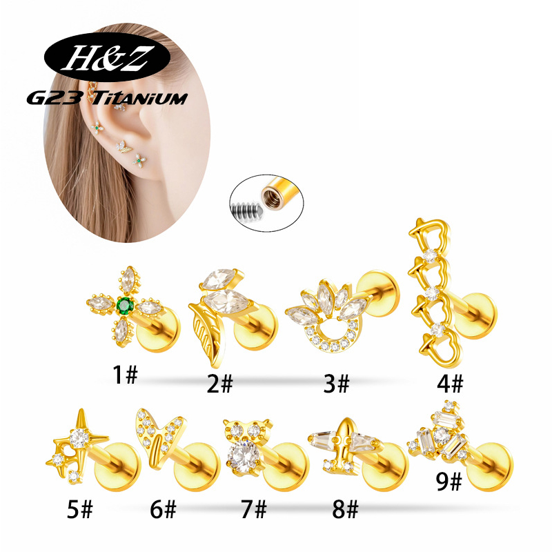 Body Jewelry Implant Grade - 1 шт. титановая серьга-лабрет G23 16G