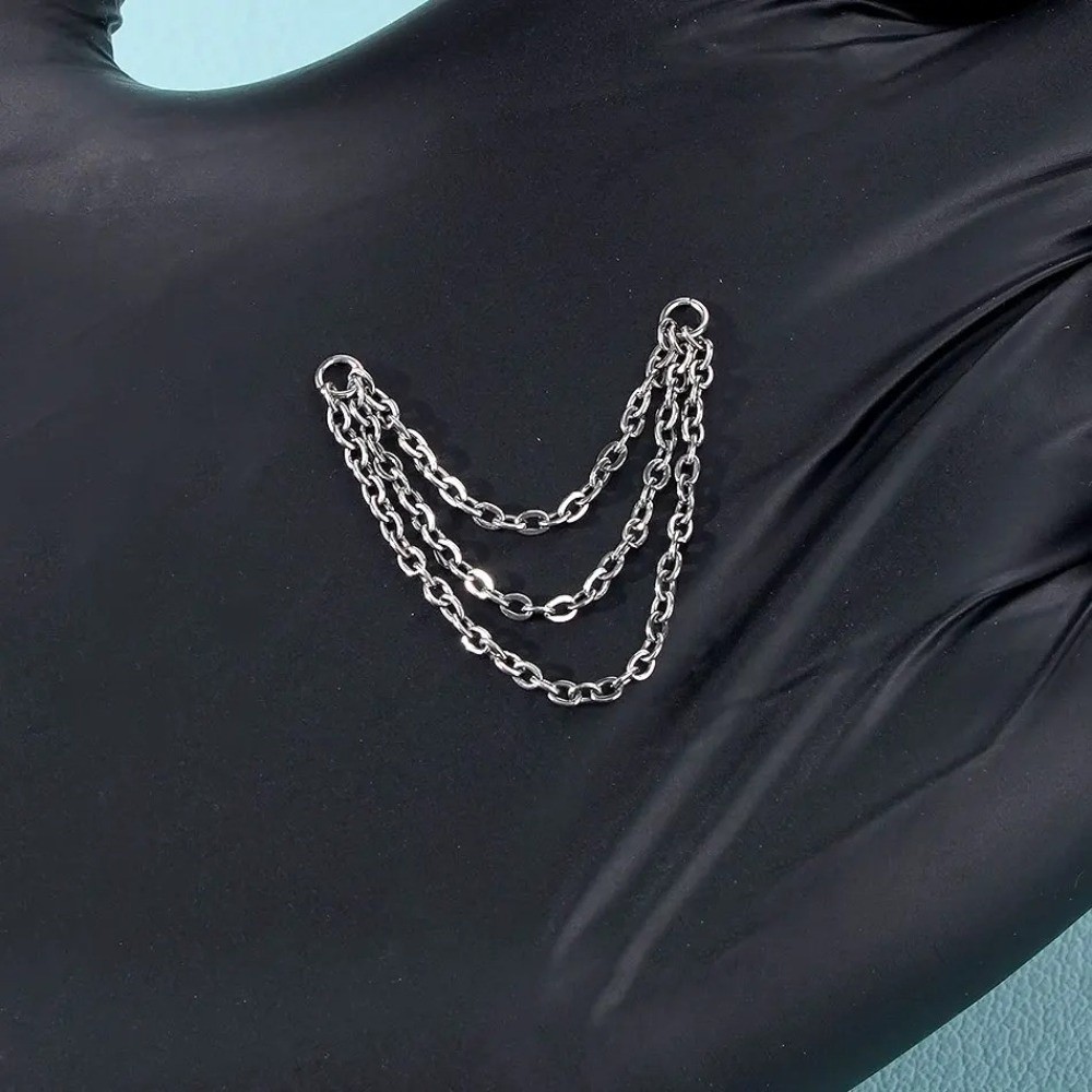 Body Jewelry Piercing - Модная титановая цепочка для носа, двойная