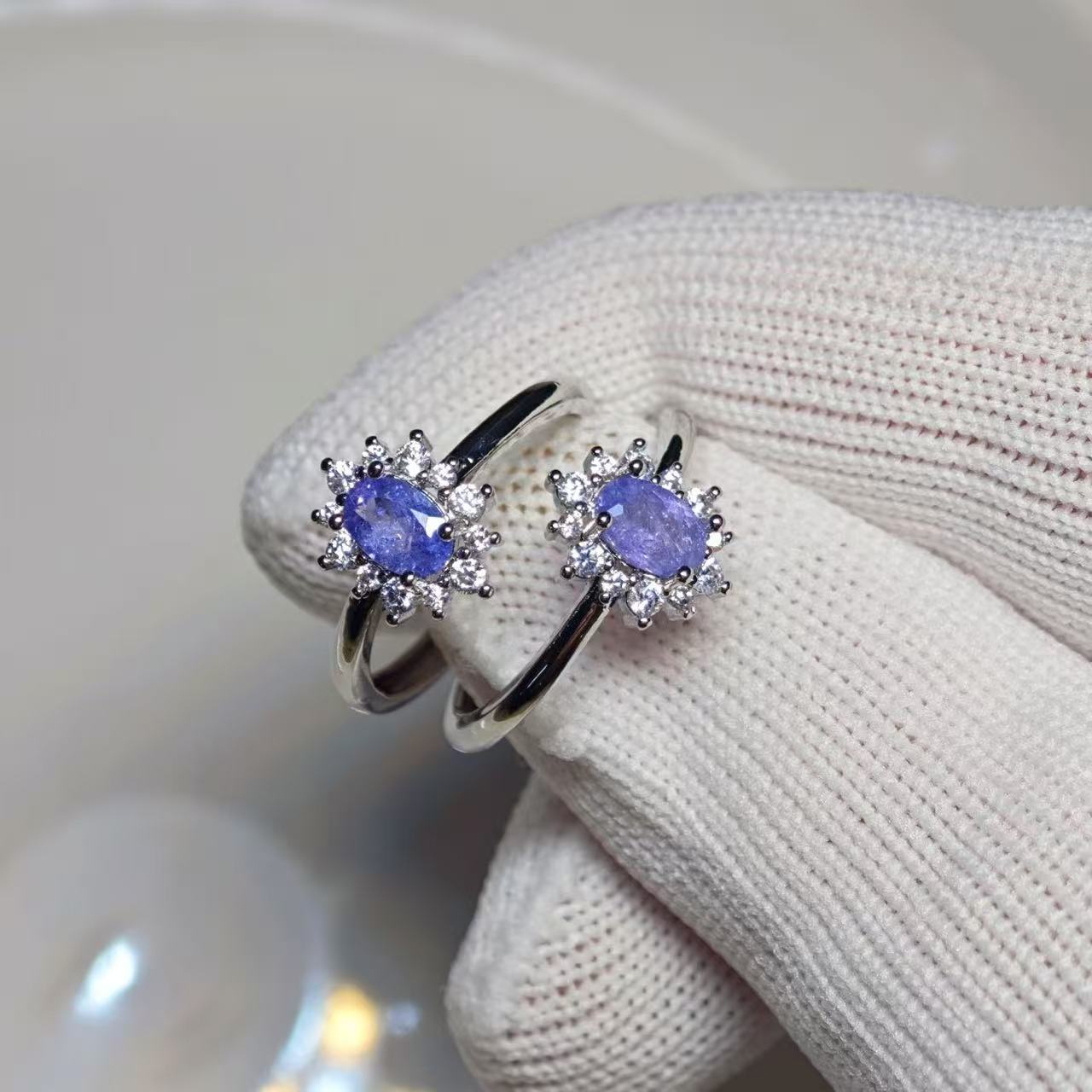 Body Jewelry Wholesale - Кольцо с натуральным танзанитом, регулируемое, женское,