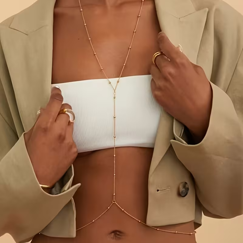 Body Jewelry For Women - Модная простая цепочка с бусинами в