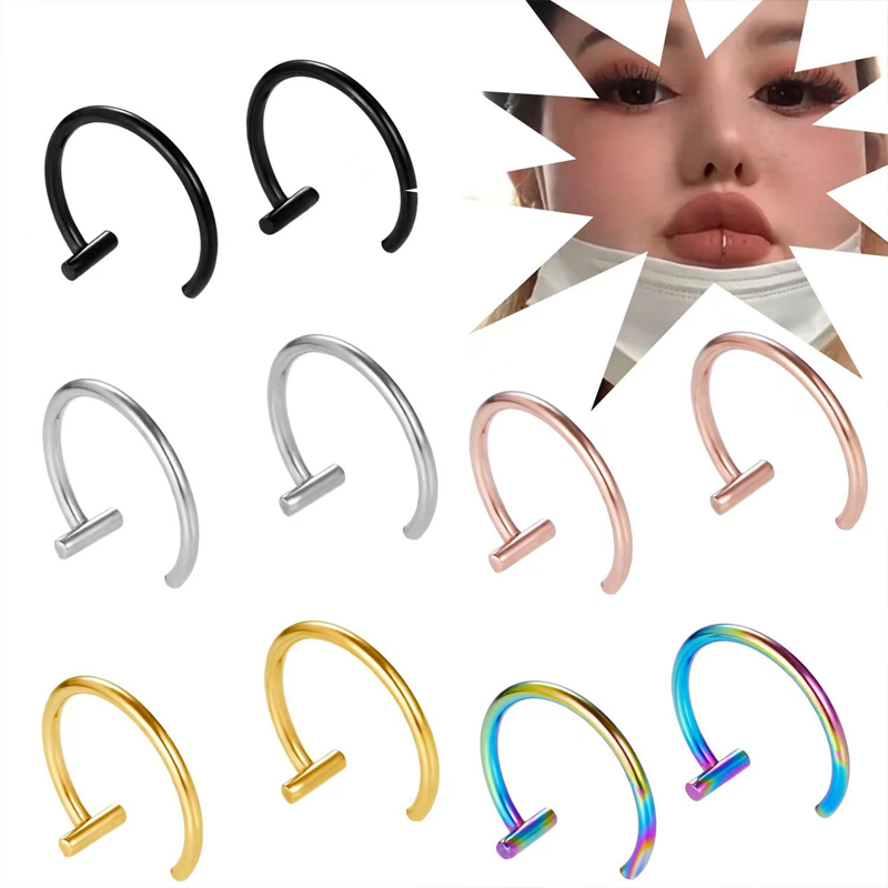 Body Jewelry Cartilage Earrings - Серьги-кольца из хирургической стали 18G: полукольца,
