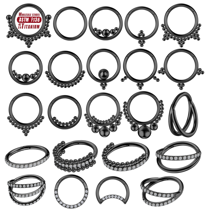 Body Jewelry Implant Grade - F136 Титановый пирсинг, черное кольцо в