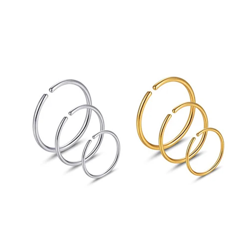 Body Jewelry Cartilage Earrings - Набор из 6 гипоаллергенных колец для