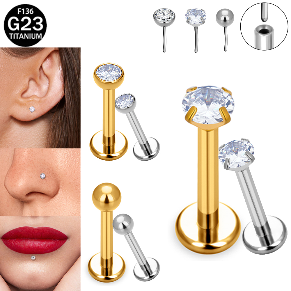 Body Jewelry Implant Grade - Титановые гипоаллергенные серьги-лабреты F136 G23 имплантационного