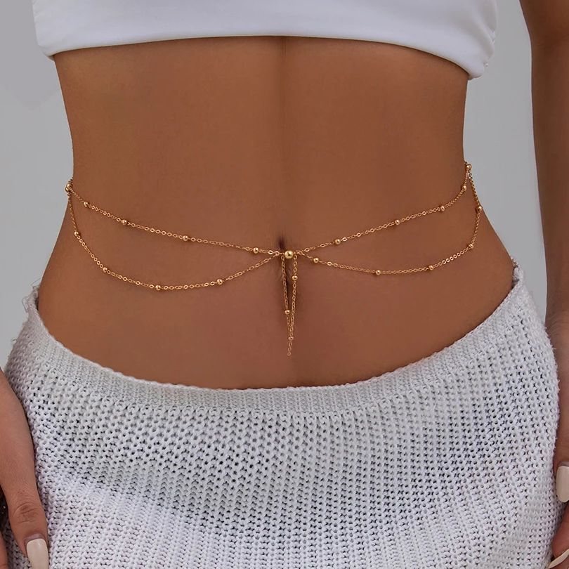 Body Jewelry For Women - KunJoe многослойная тонкая цепочка золотого цвета